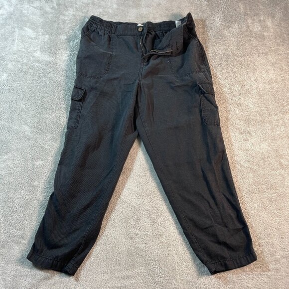 Wonderly Cargo‎ Black L Baggy Pants Zip Fly Stretch Jogger Outdoorsy Lyocell - Picture 1 of 13